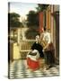 Mistress and Maid-Pieter de Hooch-Stretched Canvas