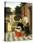 Mistress and Maid-Pieter de Hooch-Stretched Canvas