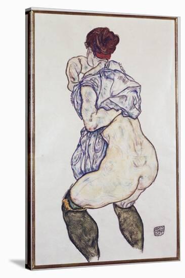 Mistress Halbakt with Green Stockings, 1917-Egon Schiele-Stretched Canvas