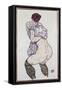 Mistress Halbakt with Green Stockings, 1917-Egon Schiele-Framed Stretched Canvas