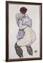 Mistress Halbakt with Green Stockings, 1917-Egon Schiele-Framed Giclee Print