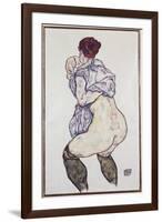 Mistress Halbakt with Green Stockings, 1917-Egon Schiele-Framed Giclee Print