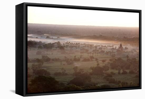 Mists from the Nearby Irrawaddy River Floating across Bagan (Pagan), Myanmar (Burma)-Annie Owen-Framed Stretched Canvas
