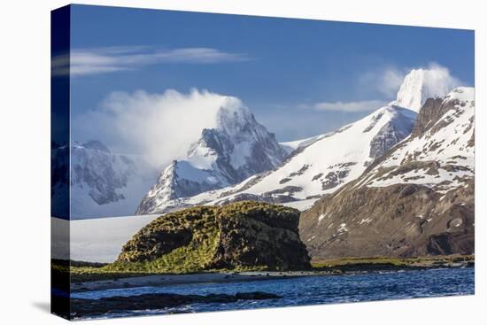 Misty Clouds Shroud Snow-Covered Peaks in Fortuna Bay, South Georgia, Uk Overseas Protectorate-Michael Nolan-Stretched Canvas