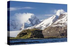 Misty Clouds Shroud Snow-Covered Peaks in Fortuna Bay, South Georgia, Uk Overseas Protectorate-Michael Nolan-Stretched Canvas