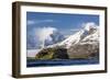 Misty Clouds Shroud Snow-Covered Peaks in Fortuna Bay, South Georgia, Uk Overseas Protectorate-Michael Nolan-Framed Photographic Print