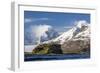 Misty Clouds Shroud Snow-Covered Peaks in Fortuna Bay, South Georgia, Uk Overseas Protectorate-Michael Nolan-Framed Photographic Print