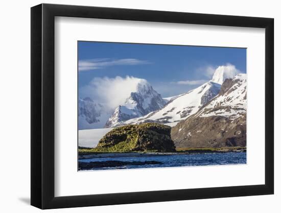 Misty Clouds Shroud Snow-Covered Peaks in Fortuna Bay, South Georgia, Uk Overseas Protectorate-Michael Nolan-Framed Photographic Print