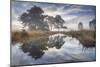 Misty cool Autumn daybreak at Strensall Common Nature Reserve near York, North Yorkshire-John Potter-Mounted Photographic Print