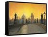 Misty Dawn Charles Bridge Prague-Richard Harpum-Framed Stretched Canvas