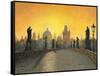 Misty Dawn Charles Bridge Prague-Richard Harpum-Framed Stretched Canvas