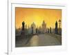 Misty Dawn Charles Bridge Prague-Richard Harpum-Framed Art Print