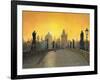 Misty Dawn Charles Bridge Prague-Richard Harpum-Framed Art Print