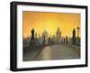 Misty Dawn Charles Bridge Prague-Richard Harpum-Framed Art Print