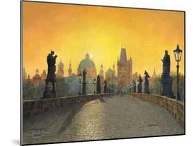 Misty Dawn Charles Bridge Prague-Richard Harpum-Mounted Art Print