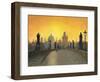 Misty Dawn Charles Bridge Prague-Richard Harpum-Framed Art Print