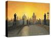 Misty Dawn Charles Bridge Prague-Richard Harpum-Stretched Canvas