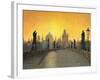 Misty Dawn Charles Bridge Prague-Richard Harpum-Framed Art Print