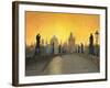 Misty Dawn Charles Bridge Prague-Richard Harpum-Framed Art Print