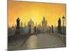 Misty Dawn Charles Bridge Prague-Richard Harpum-Mounted Art Print