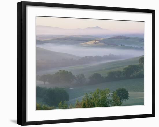 Misty Dawn View Across Val d'Orcia Towards the Belvedere, Near San Quirico d'Orcia, Tuscany, Italy-Lee Frost-Framed Photographic Print