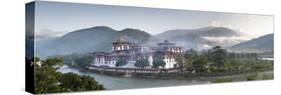 Misty Dawn View of the Punakha Dzong at the Junction of the Mo Chhu (Mother River) and Pho Chhu (Fa-Lee Frost-Stretched Canvas