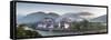 Misty Dawn View of the Punakha Dzong at the Junction of the Mo Chhu (Mother River) and Pho Chhu (Fa-Lee Frost-Framed Stretched Canvas