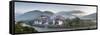 Misty Dawn View of the Punakha Dzong at the Junction of the Mo Chhu (Mother River) and Pho Chhu (Fa-Lee Frost-Framed Stretched Canvas