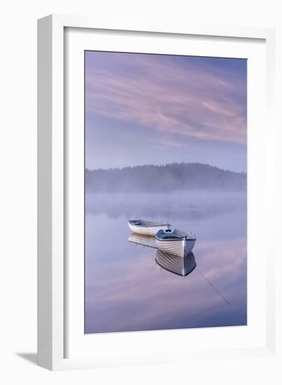 Misty daybreak over Loch Rusky in May, Aberfoyle, The Trossachs, Scotland, United Kingdom, Europe-John Potter-Framed Photographic Print