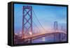 Misty Evening Lights on the Bay Bridge, San Francisco, California-Vincent James-Framed Stretched Canvas