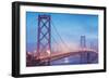 Misty Evening Lights on the Bay Bridge, San Francisco, California-Vincent James-Framed Premium Photographic Print