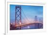 Misty Evening Lights on the Bay Bridge, San Francisco, California-Vincent James-Framed Photographic Print