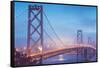 Misty Evening Lights on the Bay Bridge, San Francisco, California-Vincent James-Framed Stretched Canvas