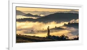 Misty farmland and mountains, Romania-Art Wolfe Wolfe-Framed Photographic Print