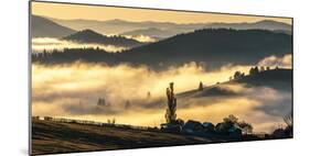 Misty farmland and mountains, Romania-Art Wolfe Wolfe-Mounted Photographic Print