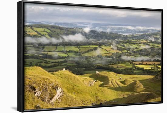 Misty Farmland from Black Mountain-Stuart Black-Framed Photographic Print