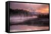 Misty Fiery Sunrise, Yellowstone River-Vincent James-Framed Stretched Canvas