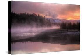 Misty Fiery Sunrise, Yellowstone River-Vincent James-Stretched Canvas
