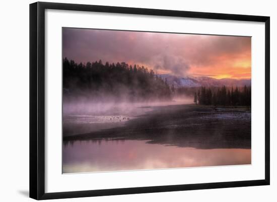 Misty Fiery Sunrise, Yellowstone River-Vincent James-Framed Photographic Print