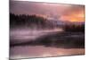 Misty Fiery Sunrise, Yellowstone River-Vincent James-Mounted Photographic Print