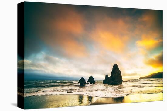 Misty Fire in the Sky at Rodeo Beach, Marin Headlands-Vincent James-Stretched Canvas