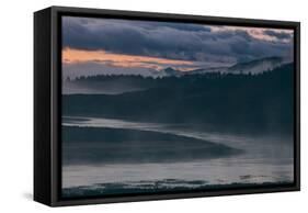 Misty Foggy Morning at Yellowstone River Bend-null-Framed Stretched Canvas