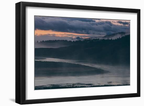 Misty Foggy Morning at Yellowstone River Bend-null-Framed Photographic Print