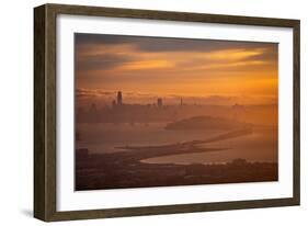 Misty Gold, Golden Clouds Fog and Sunset Light San Francisco Bay Oakland Hills-Vincent James-Framed Photographic Print