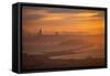 Misty Gold, Golden Clouds Fog and Sunset Light San Francisco Bay Oakland Hills-Vincent James-Framed Stretched Canvas