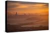 Misty Gold, Golden Clouds Fog and Sunset Light San Francisco Bay Oakland Hills-Vincent James-Stretched Canvas