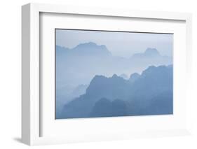 Misty Limestone Karst Mountain Landscape at Sunrise, Seen from Mount Zwegabin, Hpa An-Matthew Williams-Ellis-Framed Photographic Print