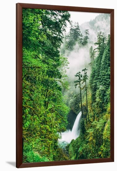 Misty Magical Metlako Falls, Columbia River Gorge, Oregon-Vincent James-Framed Photographic Print