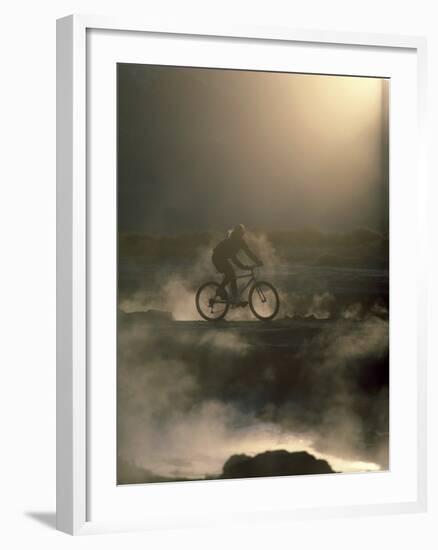 Misty Morning Bicycle Ride-null-Framed Photographic Print