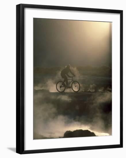 Misty Morning Bicycle Ride-null-Framed Photographic Print